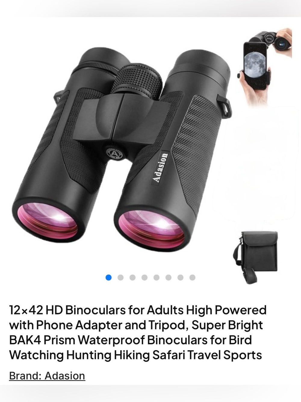 12x42 HD Waterproof Binoculars - Black